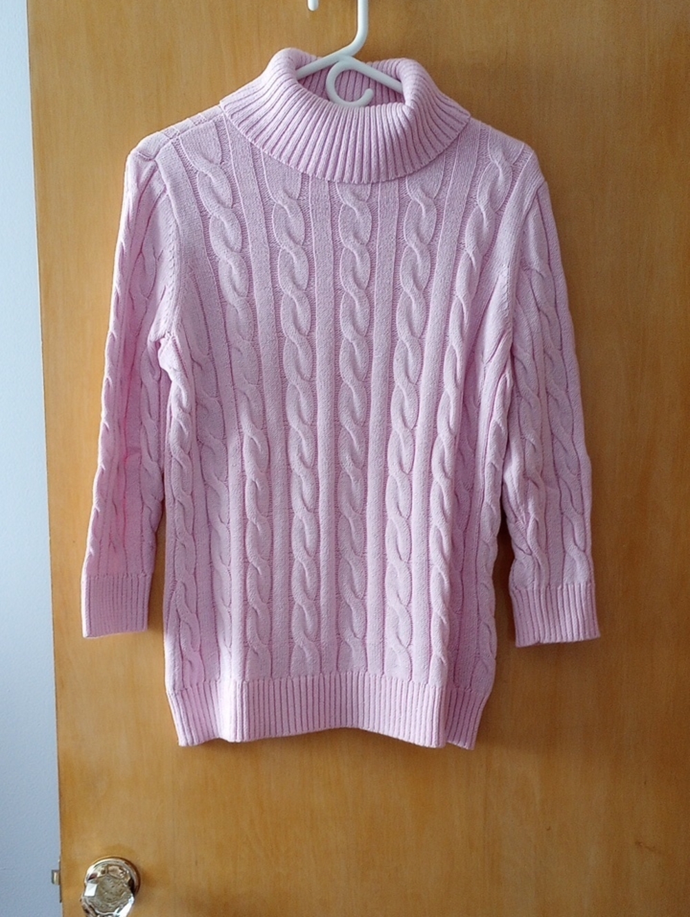 Studio Works Pink Cable Knit Turtleneck Sweater